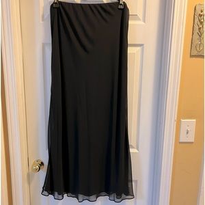 Gorgeous 1X Alex Evenings Black Dressy Maxi Skirt With Sheer Outer Layer